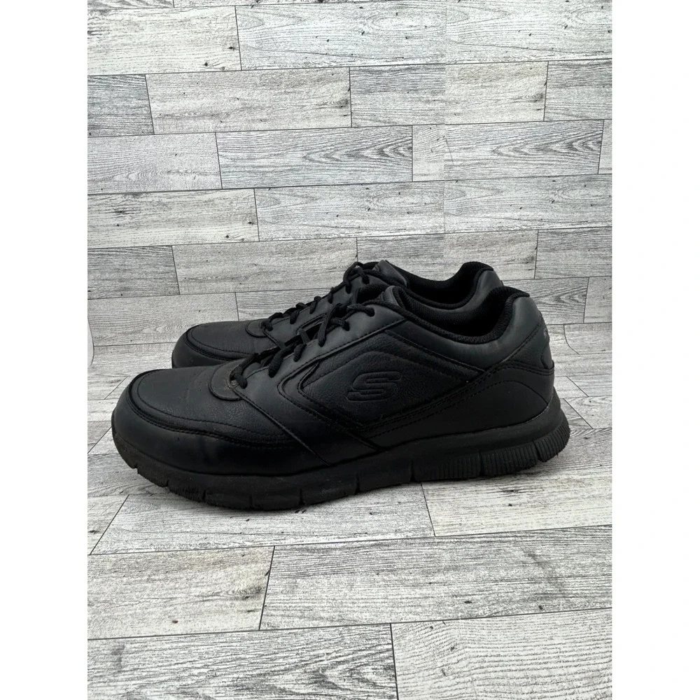 Skechers Work Slip Resistant EH Black‎ Memory Foam Leather Shoes Men US 13